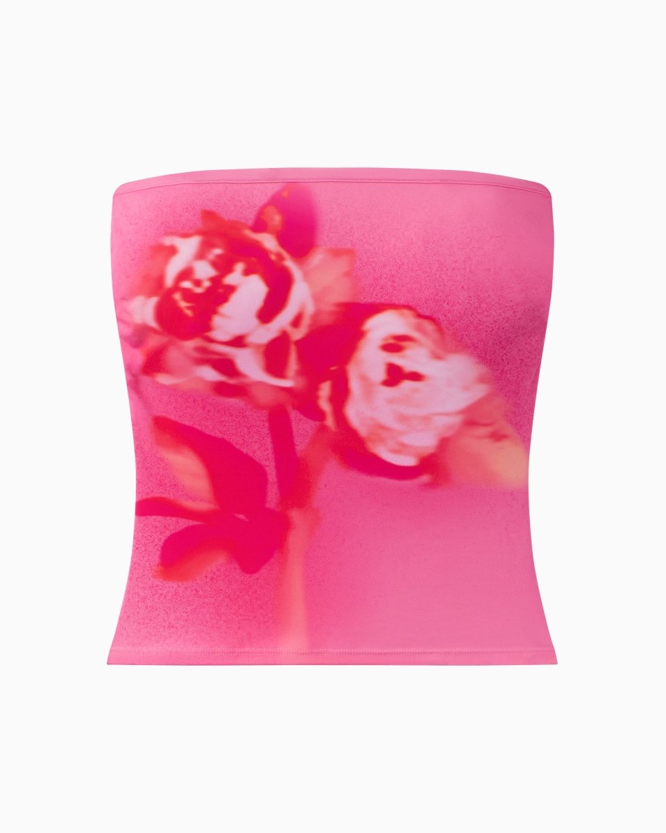Pink Peony Stretch Tube Top for Women