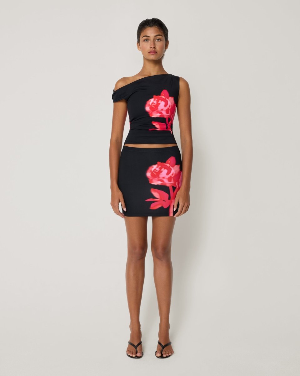 Black Peony Ultra Mini Skirt – Smooth Stretch Fit