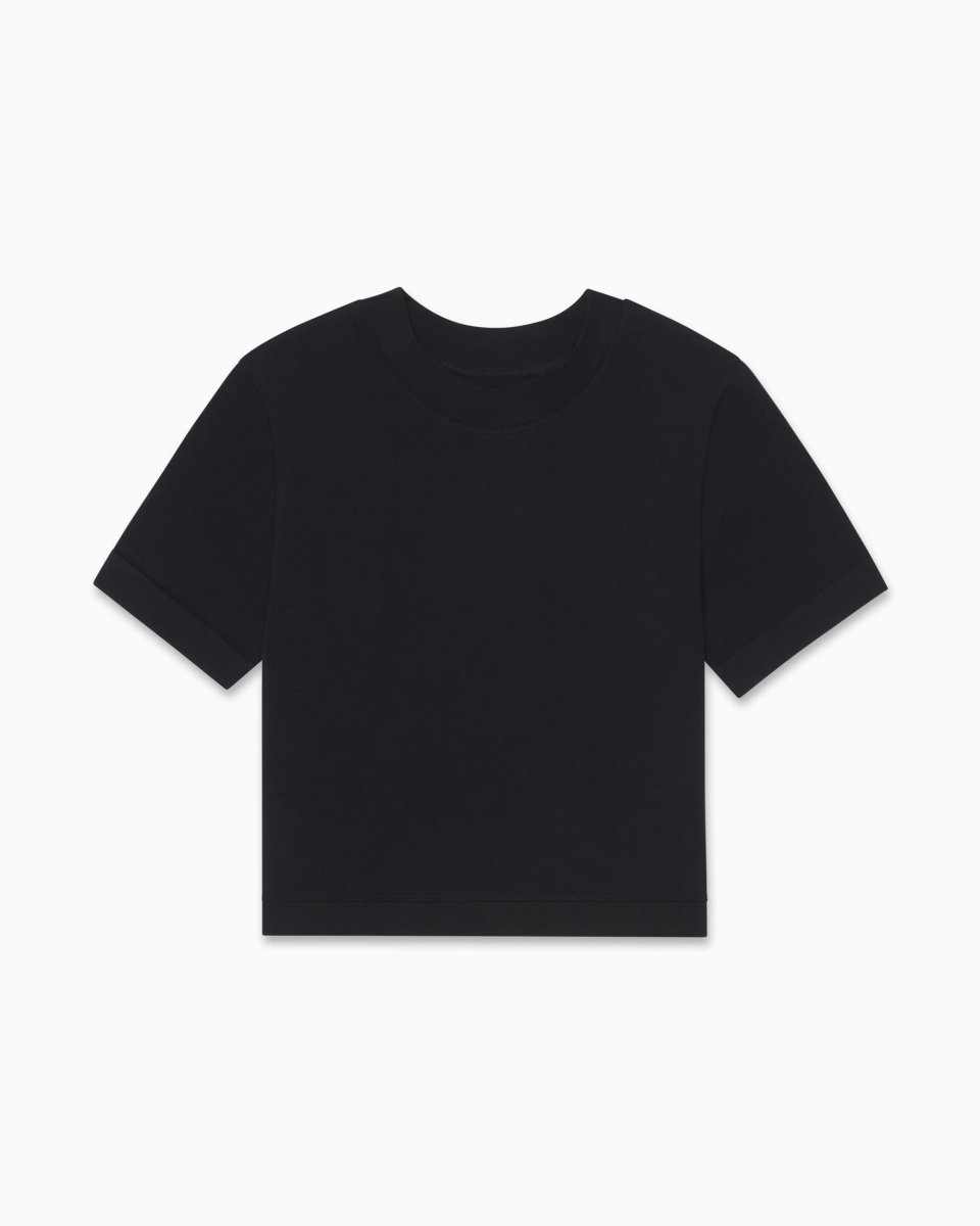 Black Seamless Baby Tee for Women