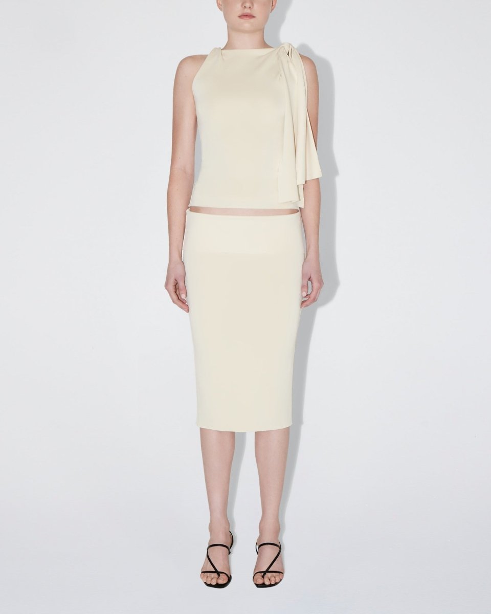 Stone Stretch Suede Skirt with Cutout Detail