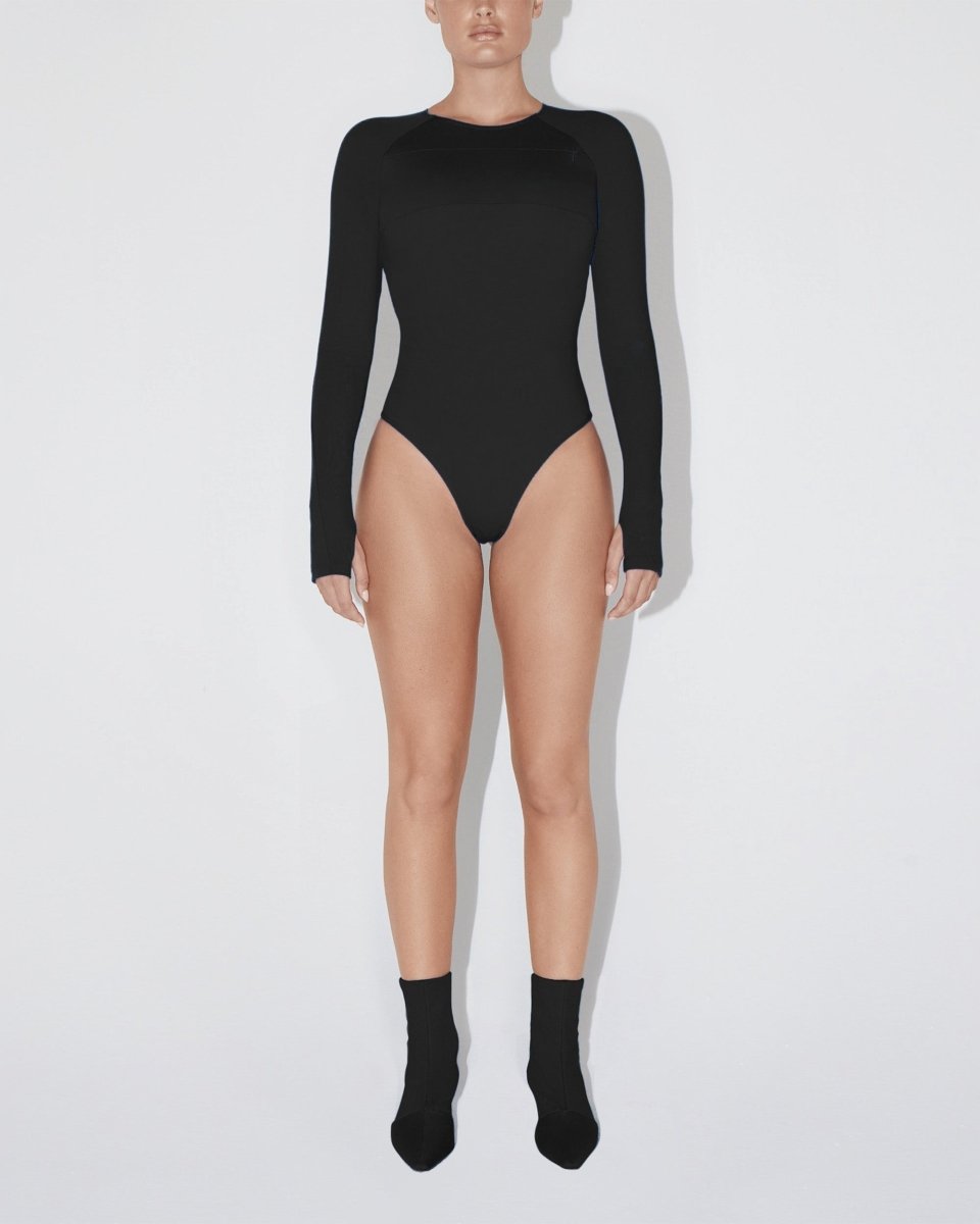 Black Long Sleeve Bodysuit for Layering