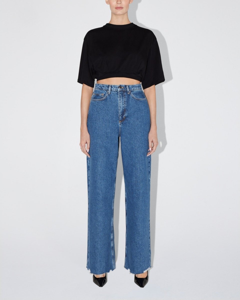 Black Boxy Cropped T-Shirt