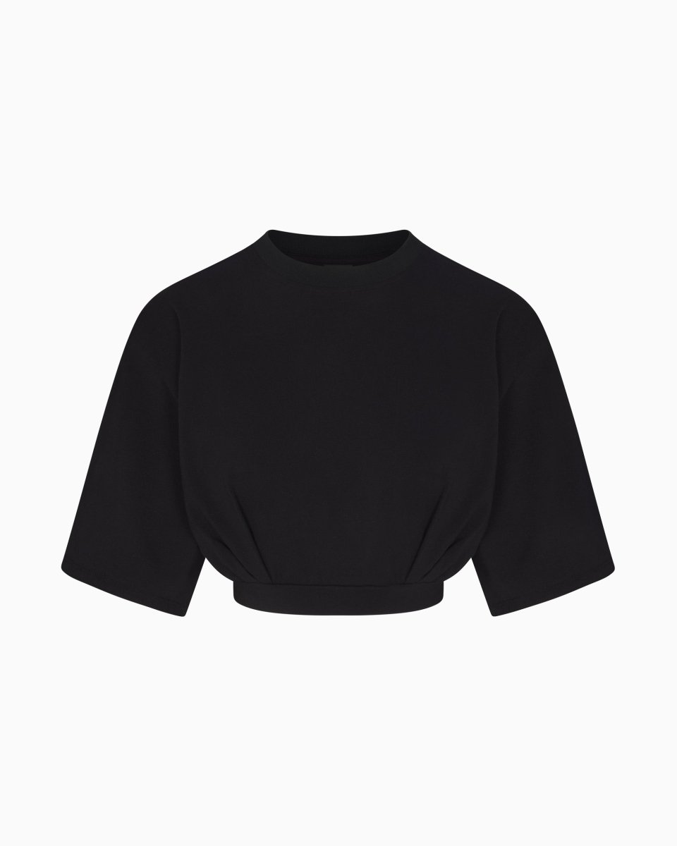 Black Boxy Cropped T-Shirt