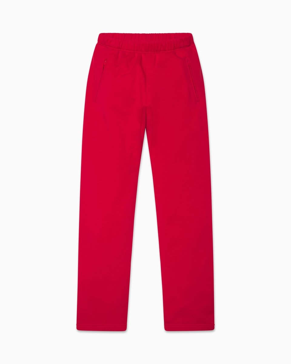 Red Fleece Straight Leg Pants for Comfort