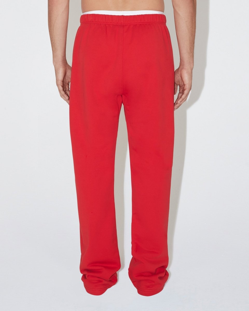 Red Fleece Straight Leg Pants for Comfort