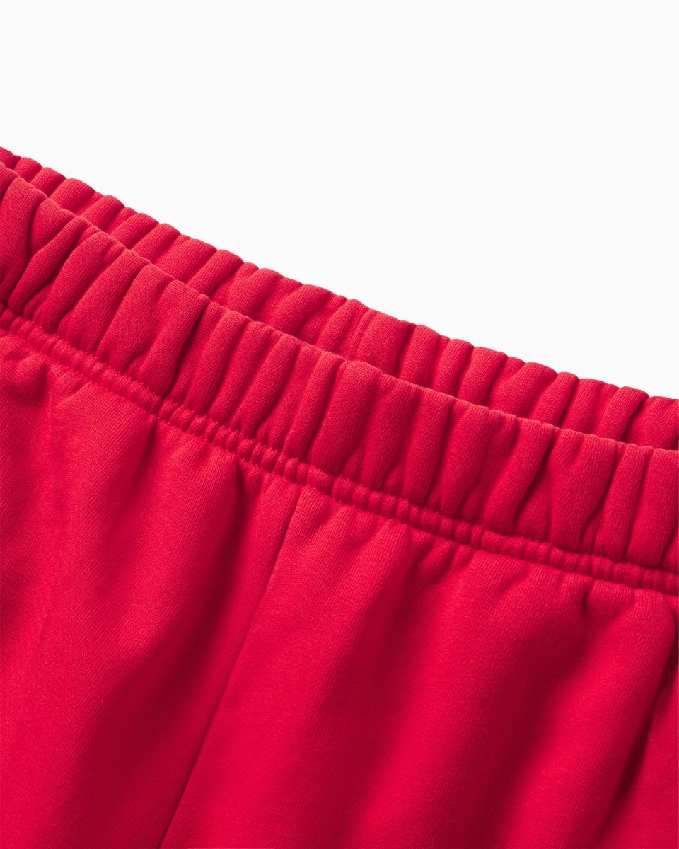 Red Fleece Straight Leg Pants for Comfort