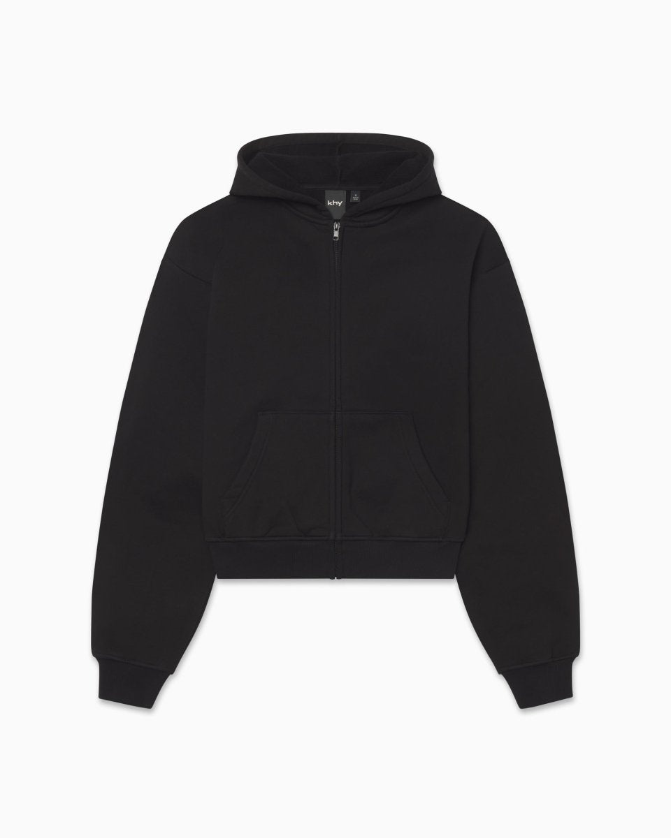 Black Fleece Zip-Up Hoodie for Men & Women