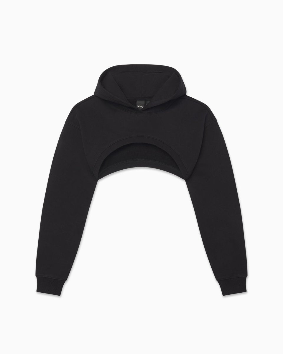 Black Fleece Cropped Hoodie for Women