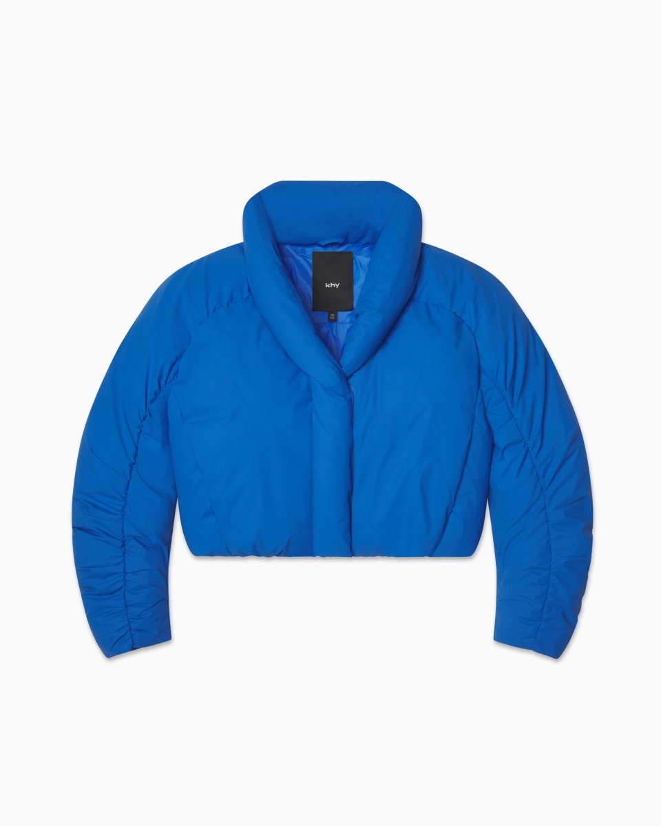 Cobalt Blue Cropped Puffer Jacket for Women