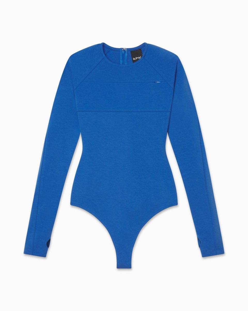 Cobalt Blue Long Sleeve Bodysuit for Women