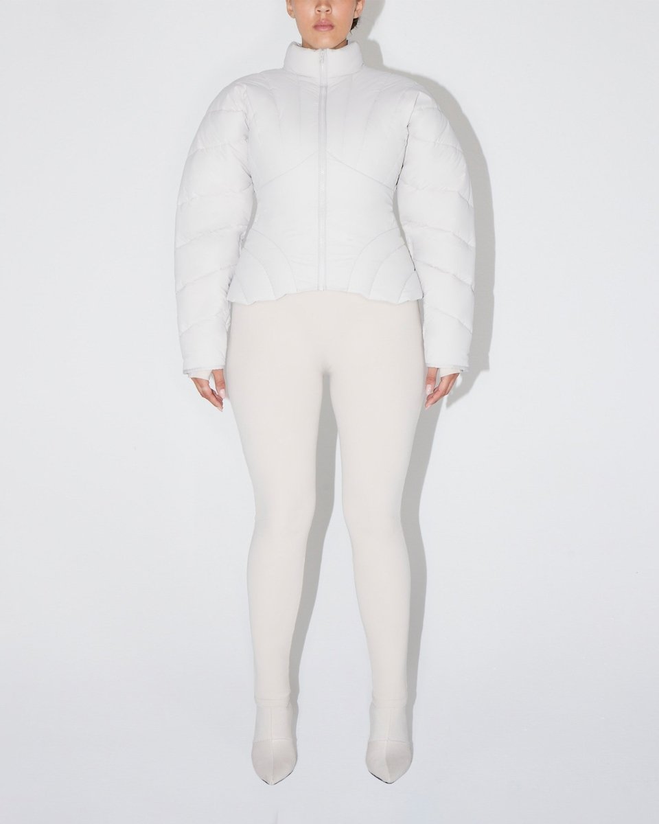 Stone-Colored Sculpted Puffer Jacket