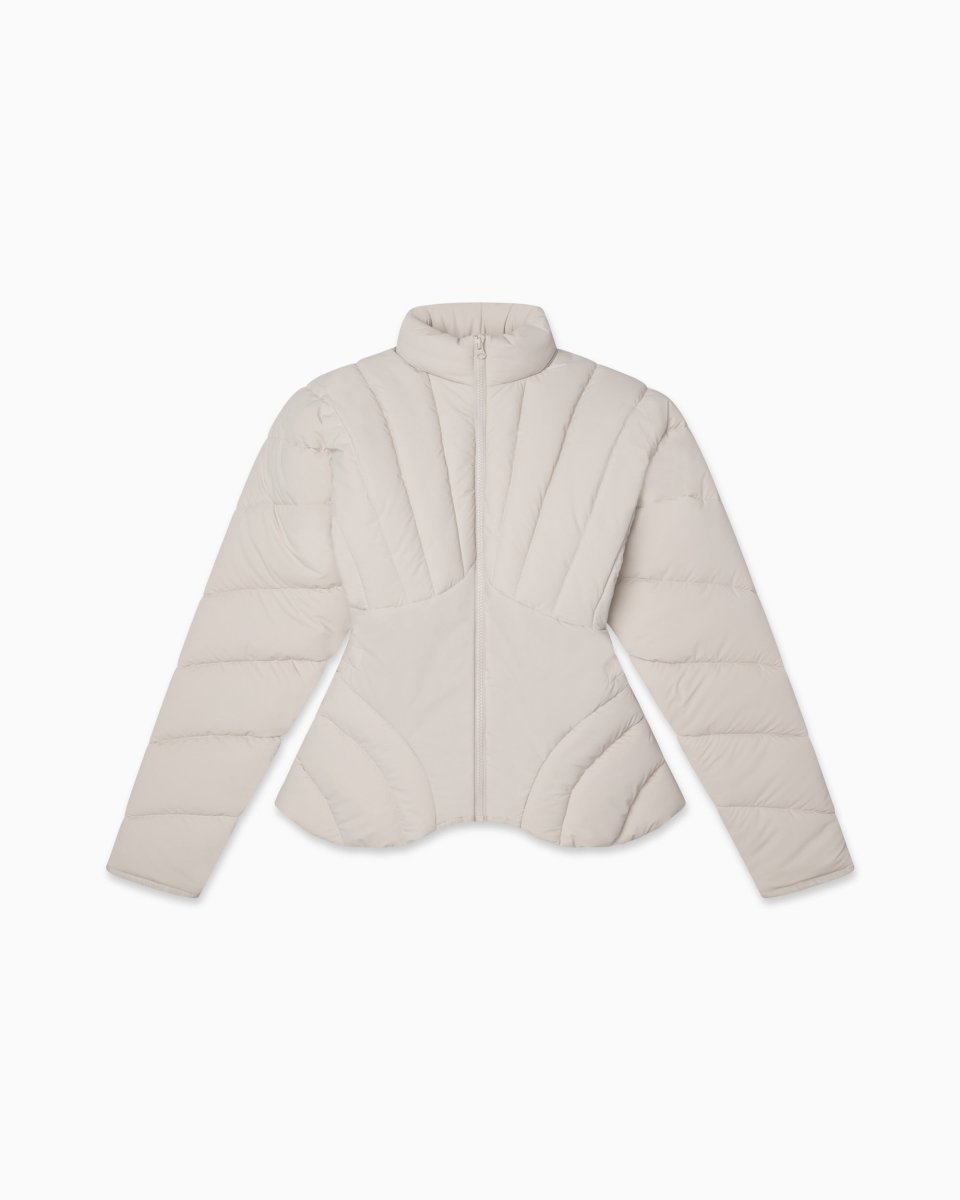 Stone-Colored Sculpted Puffer Jacket