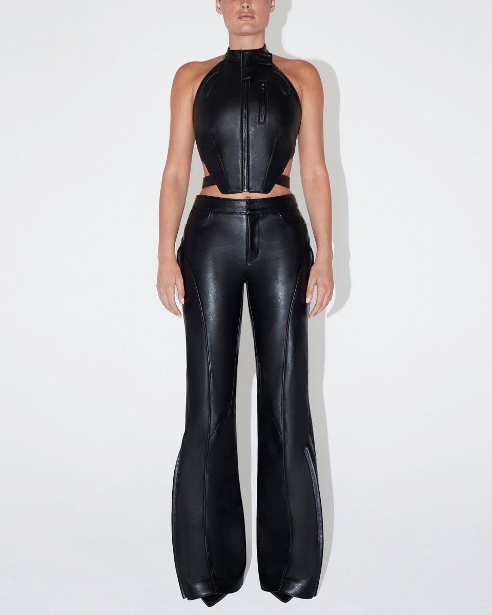 Black Faux Leather Pants for Women