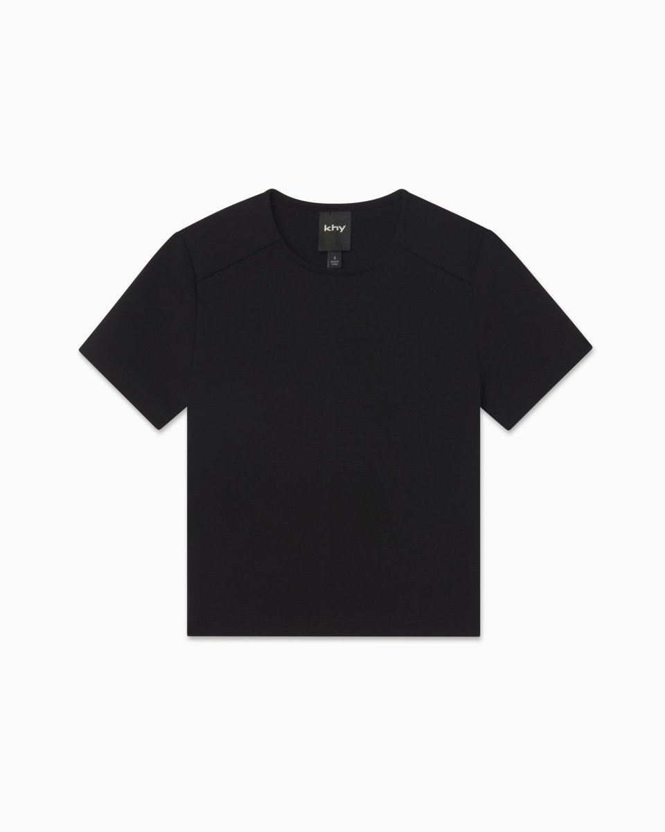 Black Seamed Baby Tee for Women