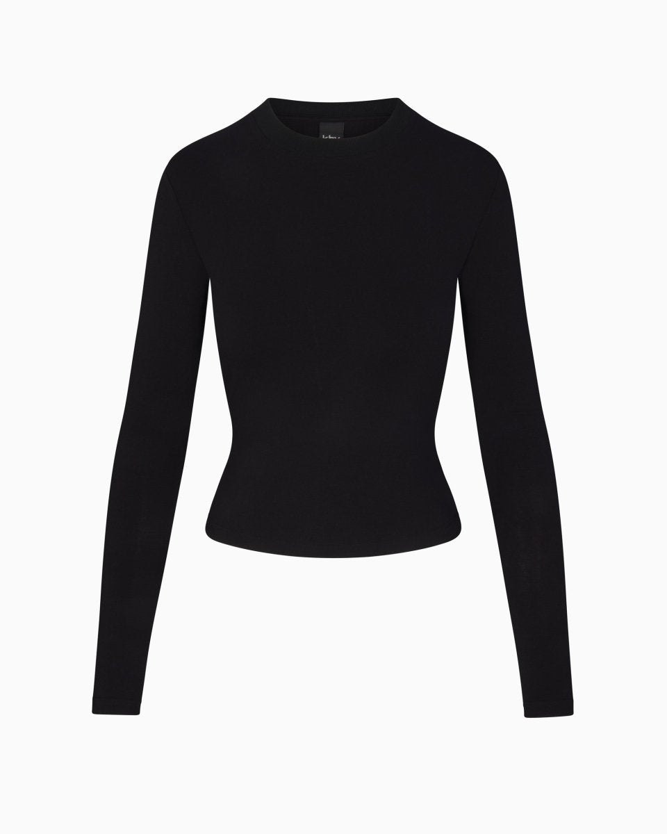 Black Long Sleeve Tie-Front T-Shirt