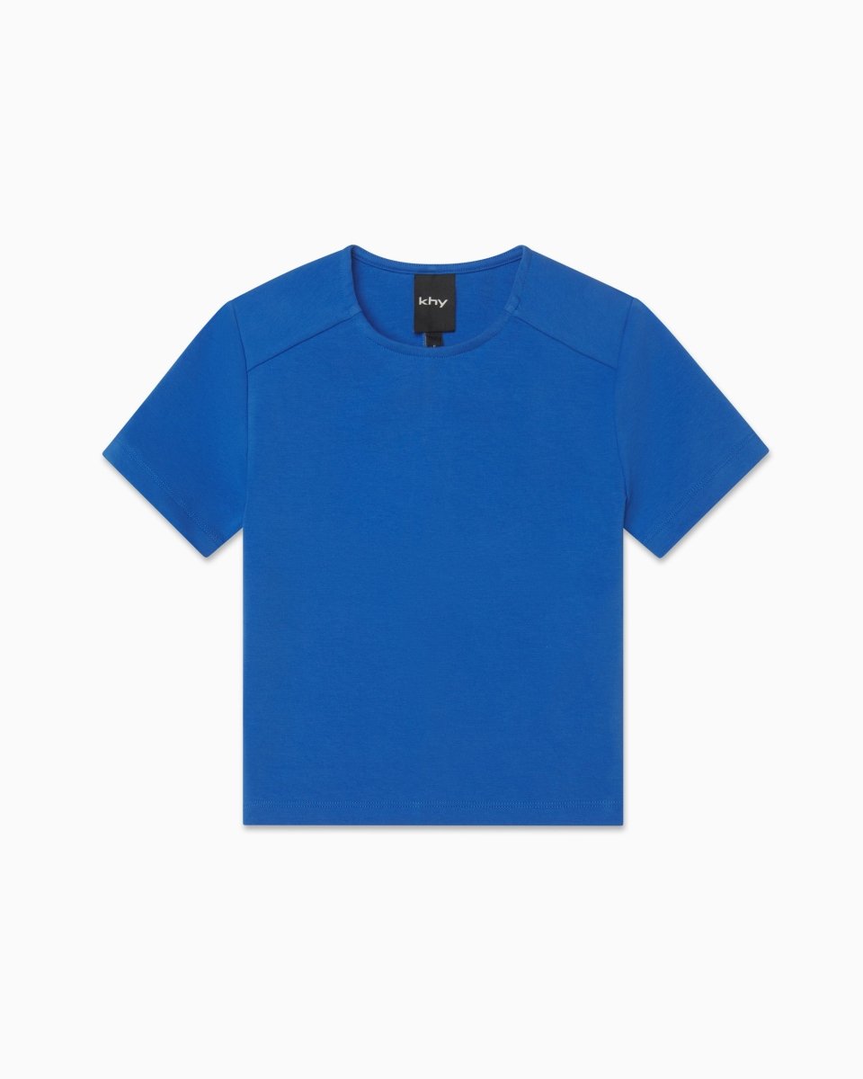 Cobalt Blue Seamed Baby Tee for Women