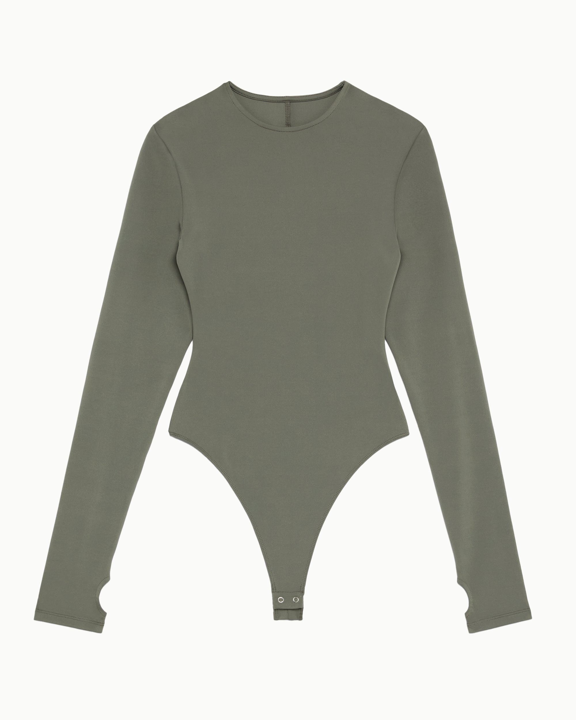 Dusty Olive Long Sleeve Bodysuit for Women