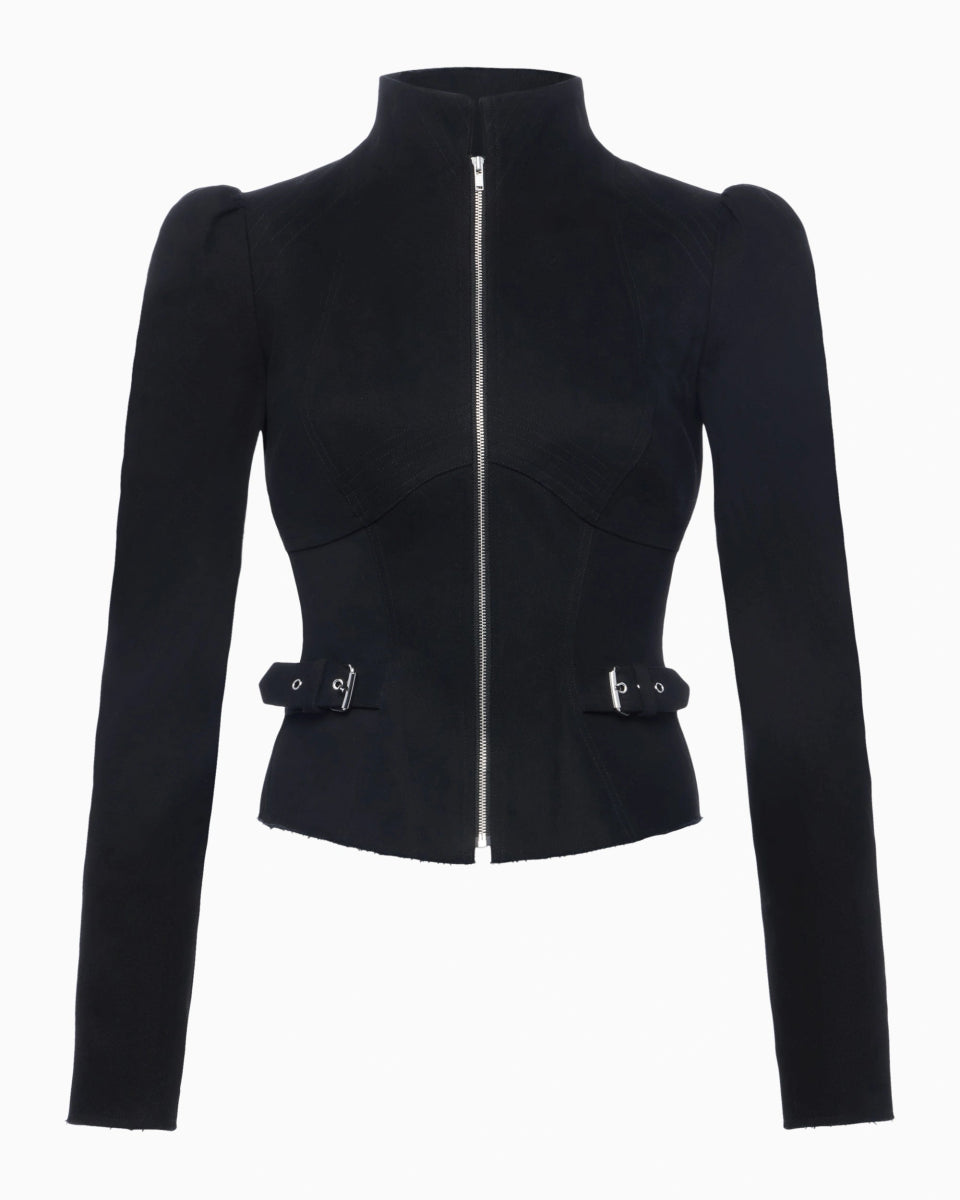 Black Denim Jacket with Zipper