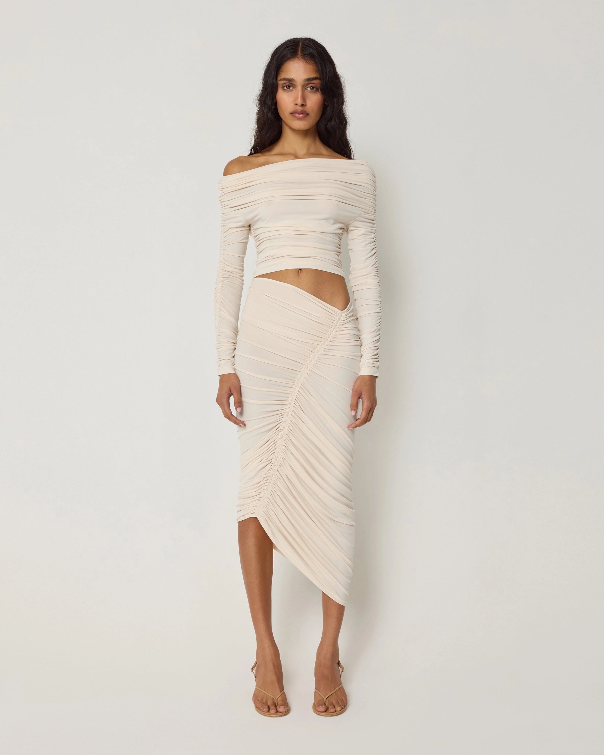 Shell Asymmetrical Ruched Skirt - Trendy & Elegant