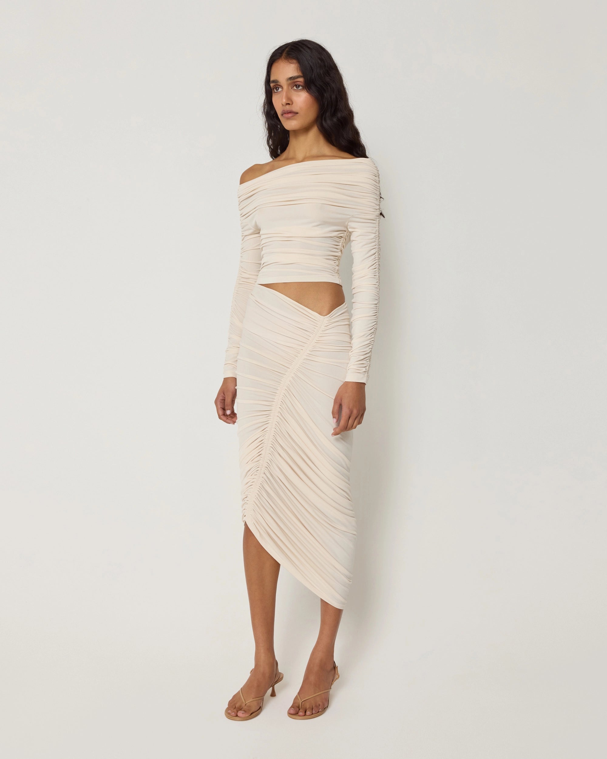 Shell Asymmetrical Ruched Skirt - Trendy & Elegant