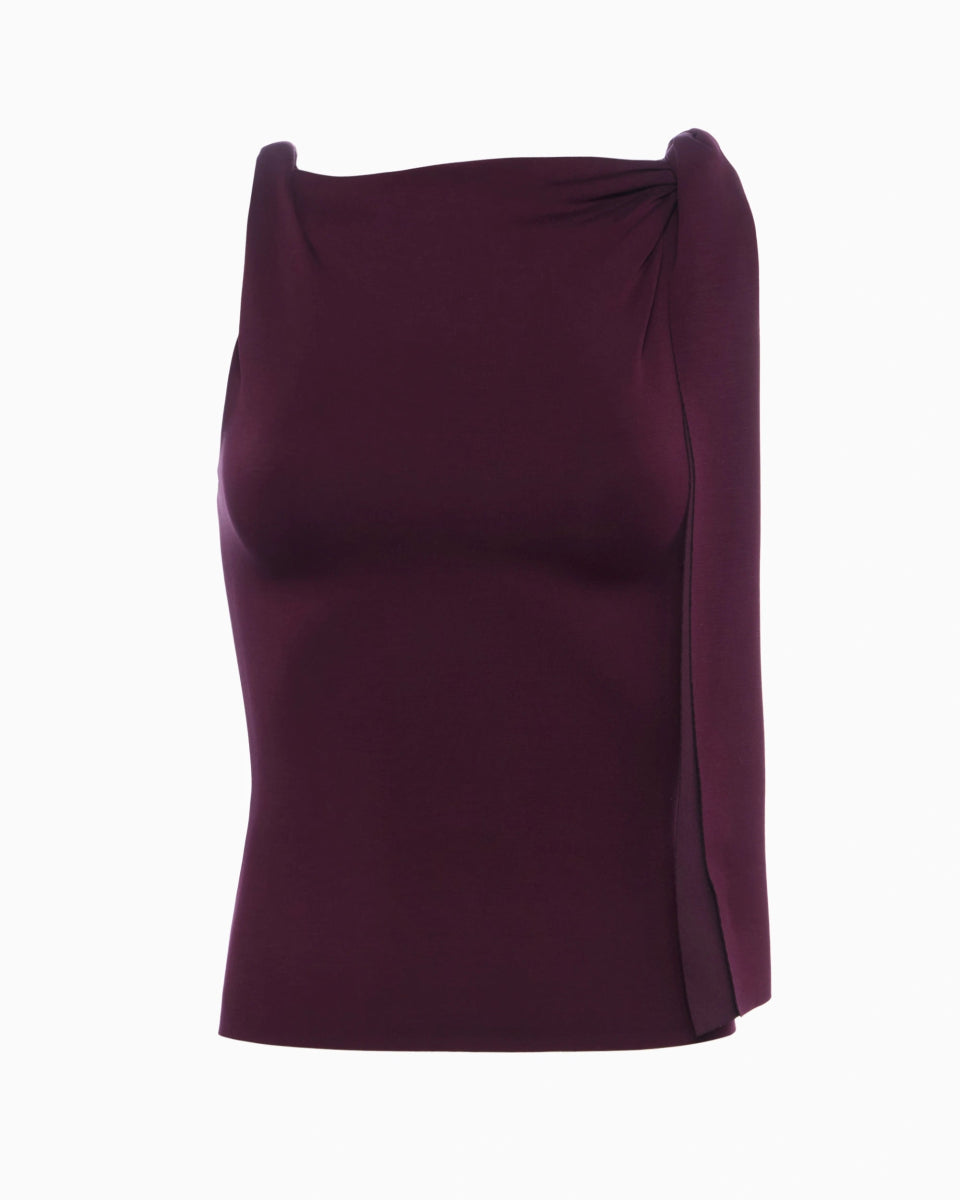 Black Cherry Knotted Suede Stretch Top