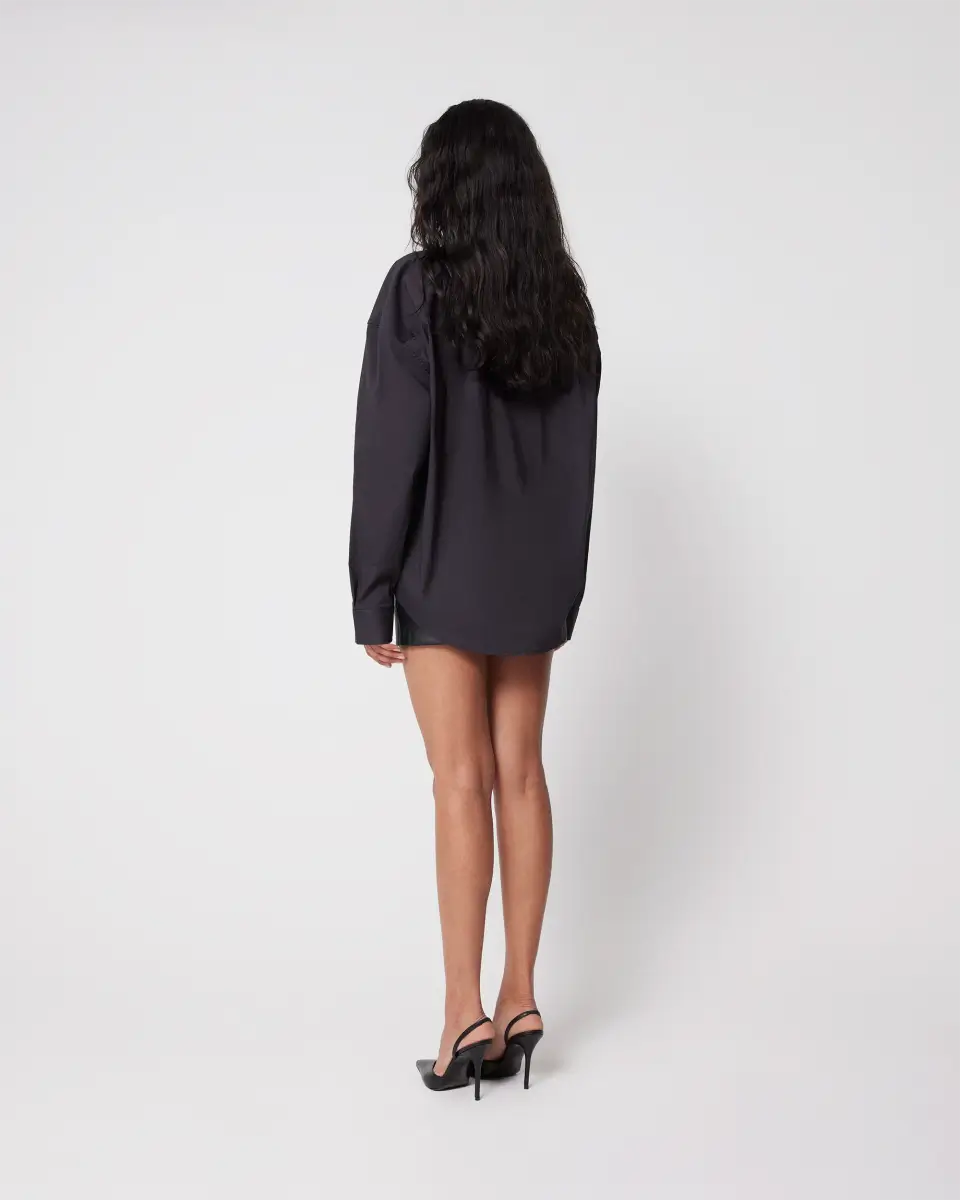 Black Oversized Button-Down Shirt for Women