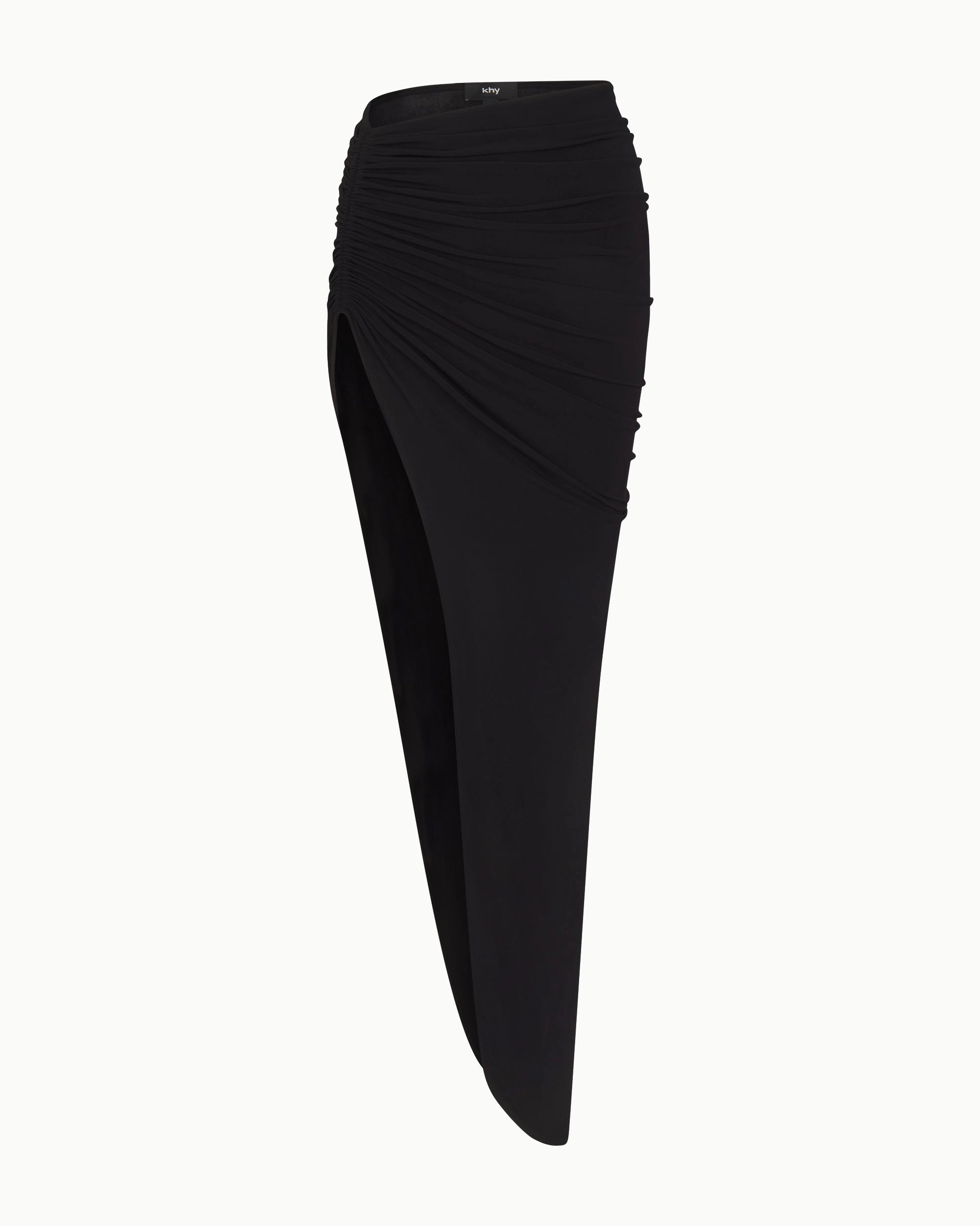 Black Ruched Maxi Skirt – Elegant & Flowy
