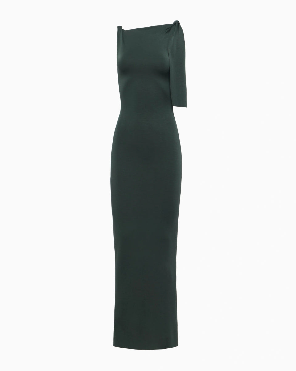 Evergreen Knotted Suede Maxi Dress